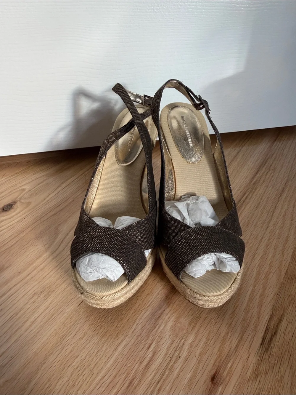 Banana Republic Dark Brown Espadrille Wedge Slingbacks